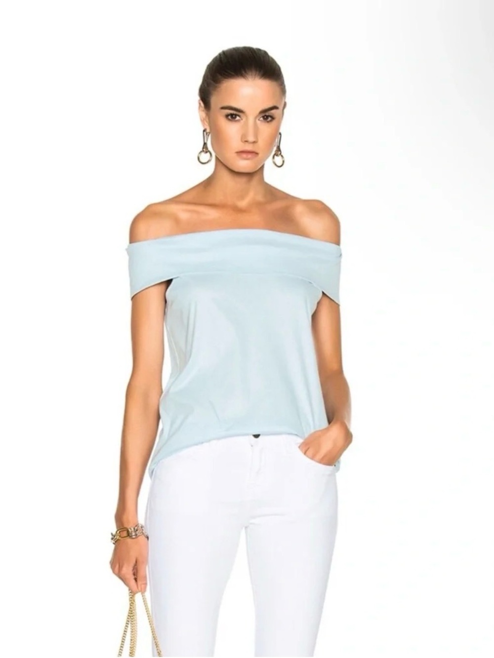 tibi new york off-shoulder top, size 8, baby blue